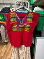 Embroidered Mexican Top Red-M
