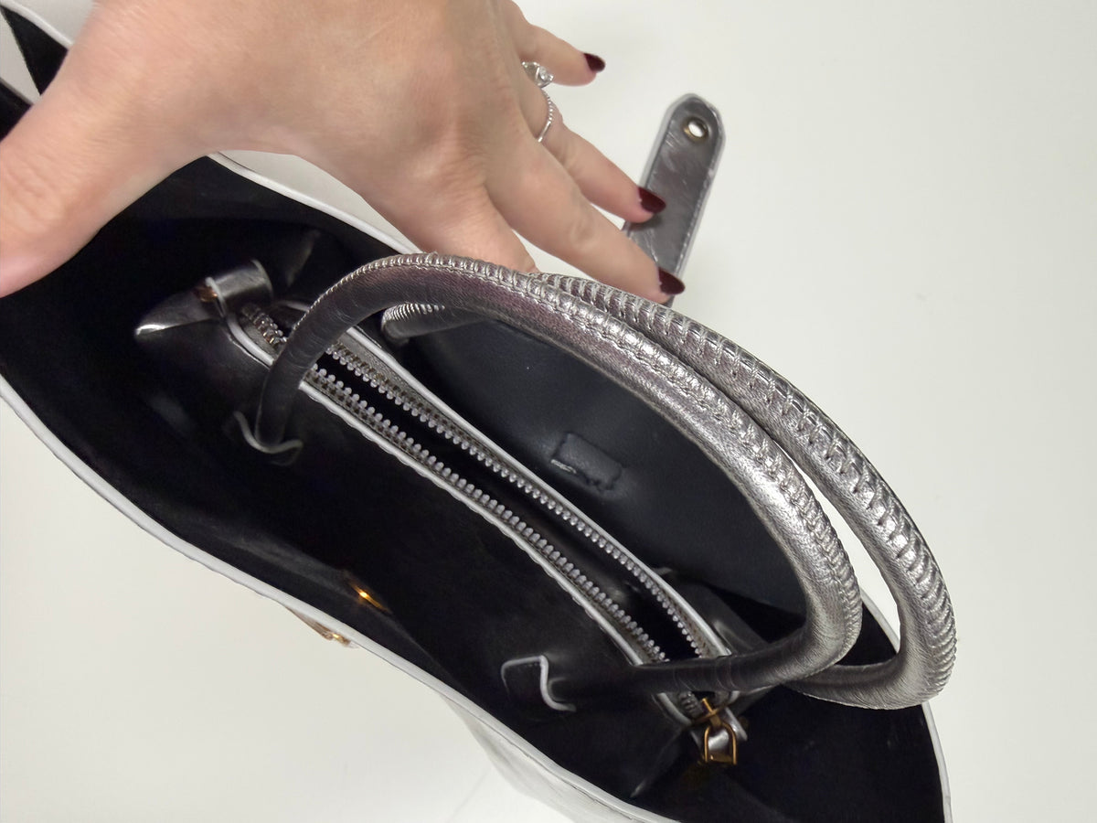 Zara Silver Gloss Tote