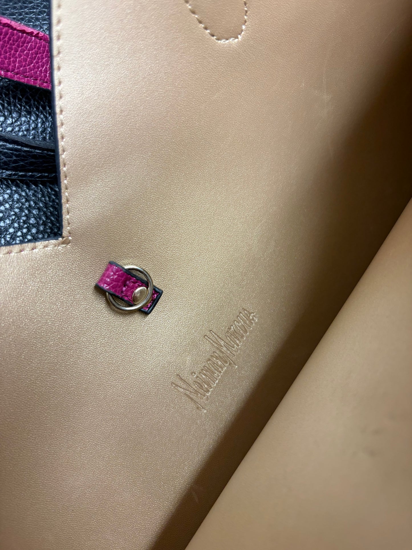 Neiman Marcus Fuchsia Double Tassle Tote