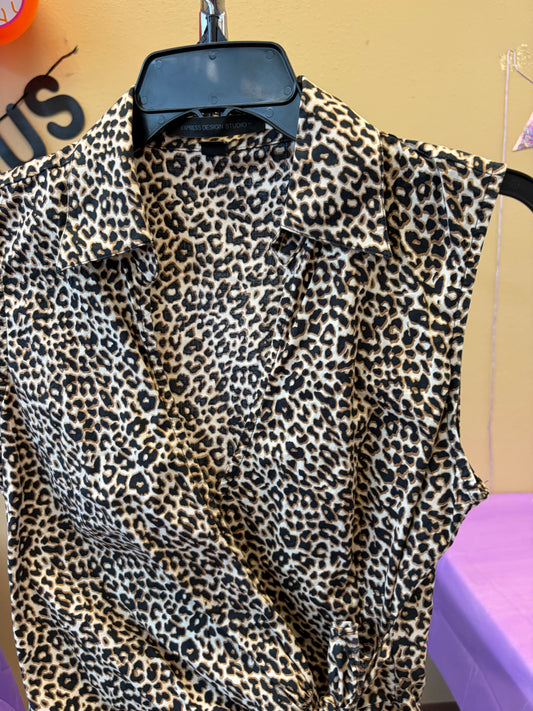 Cheetah Wrap Top - M