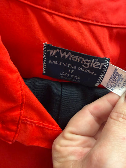 VINTAGE Wrangler longtail pearl snap shirt-L