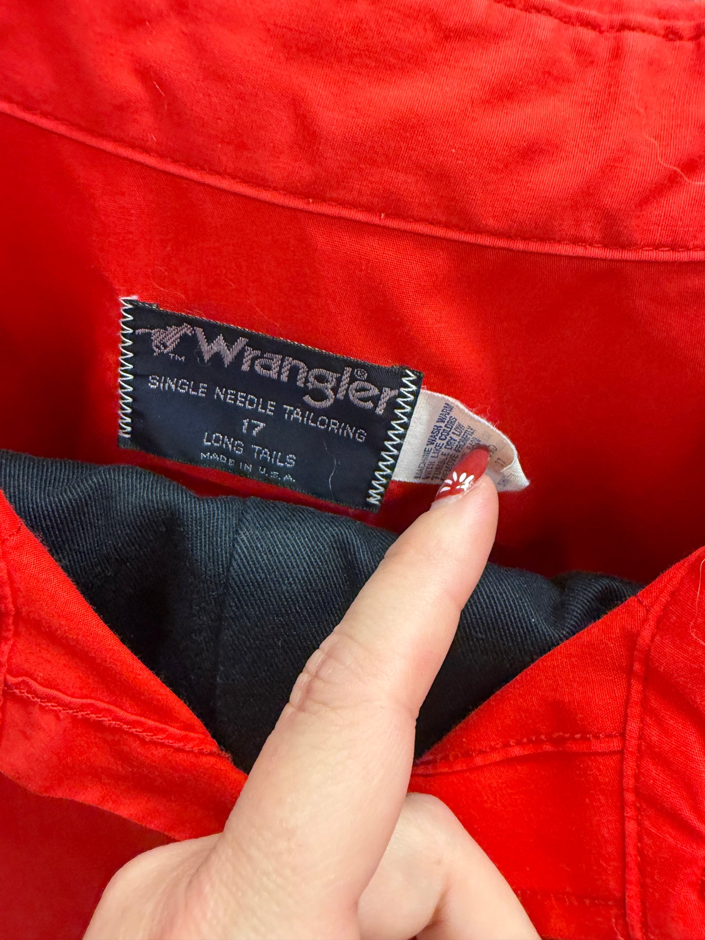 VINTAGE Wrangler longtail pearl snap shirt-L