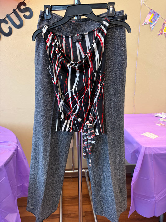 Black & Red Front Tie Tank - S