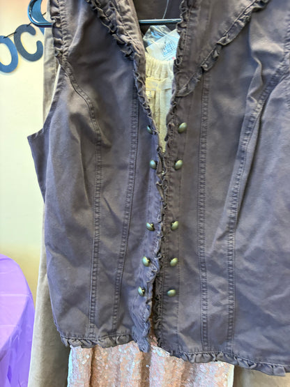 Faded Glory Brown ruffle vest- Size 8