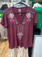 Embroidered Johnny Was Top Maroon-M