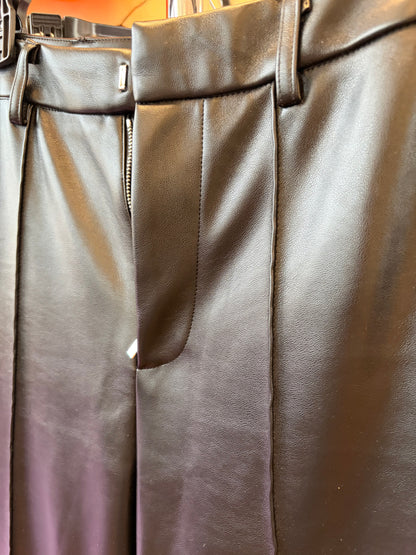 Black Faux Leather Pants - S