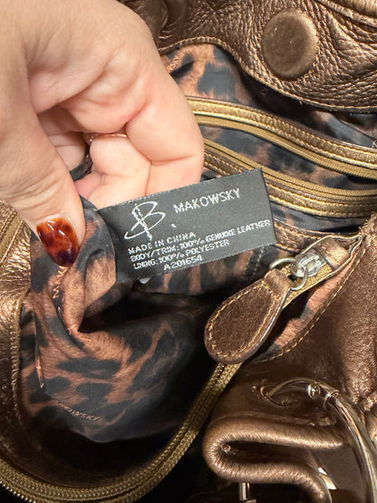 B. Makowsky Copper leather handbag