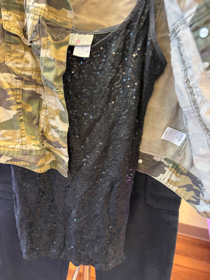 Black Sequined Tank - S
