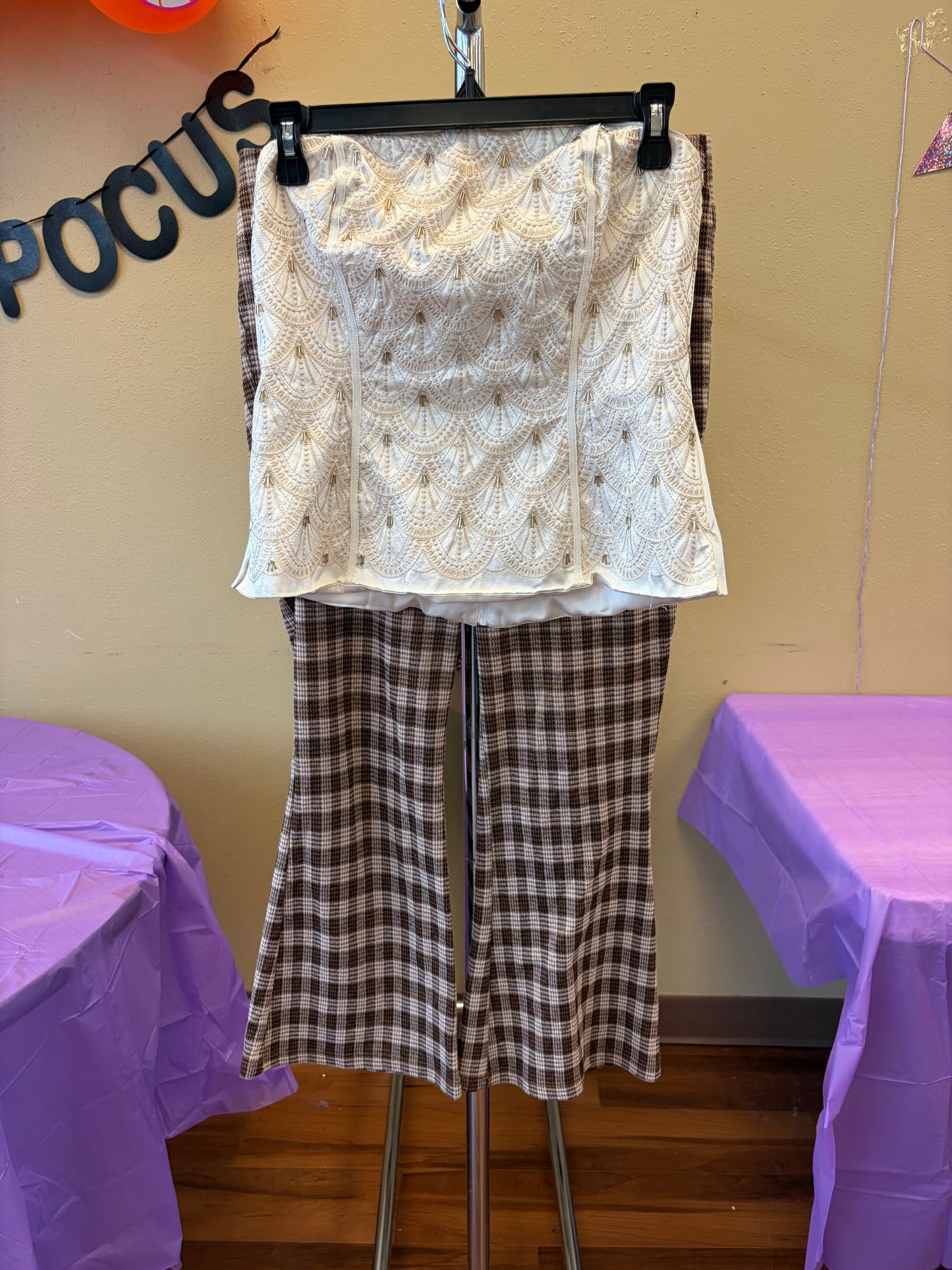 White Embroidered Strapless Top - Size 6