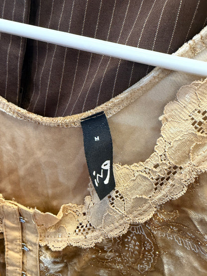 Gold Velvet Corset Tank - M