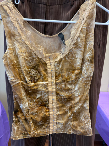 Gold Velvet Corset Tank - M