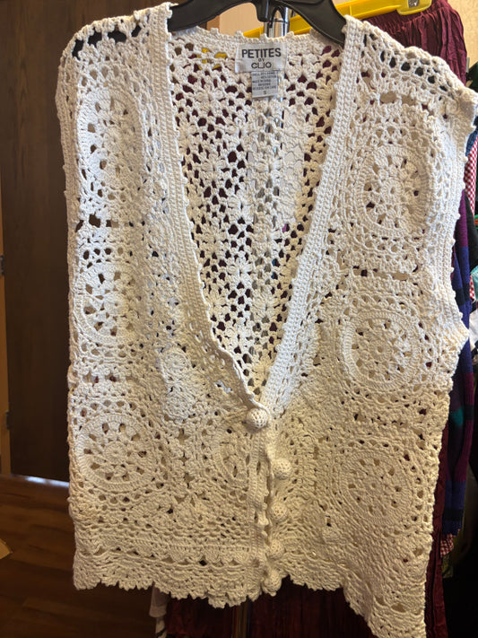Vintage Crochet Sleeveless Cardigan- S