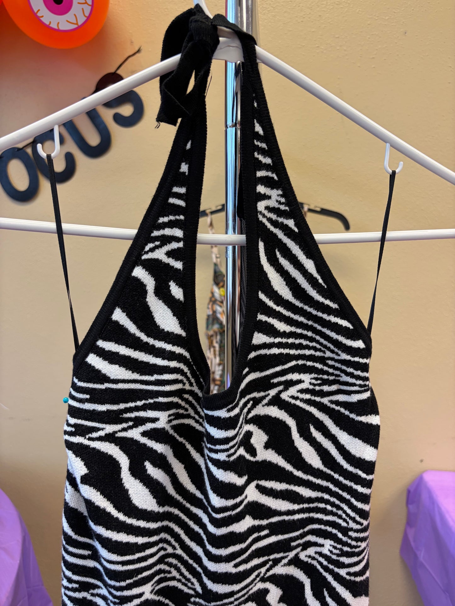 Zebra Halter Dress - L
