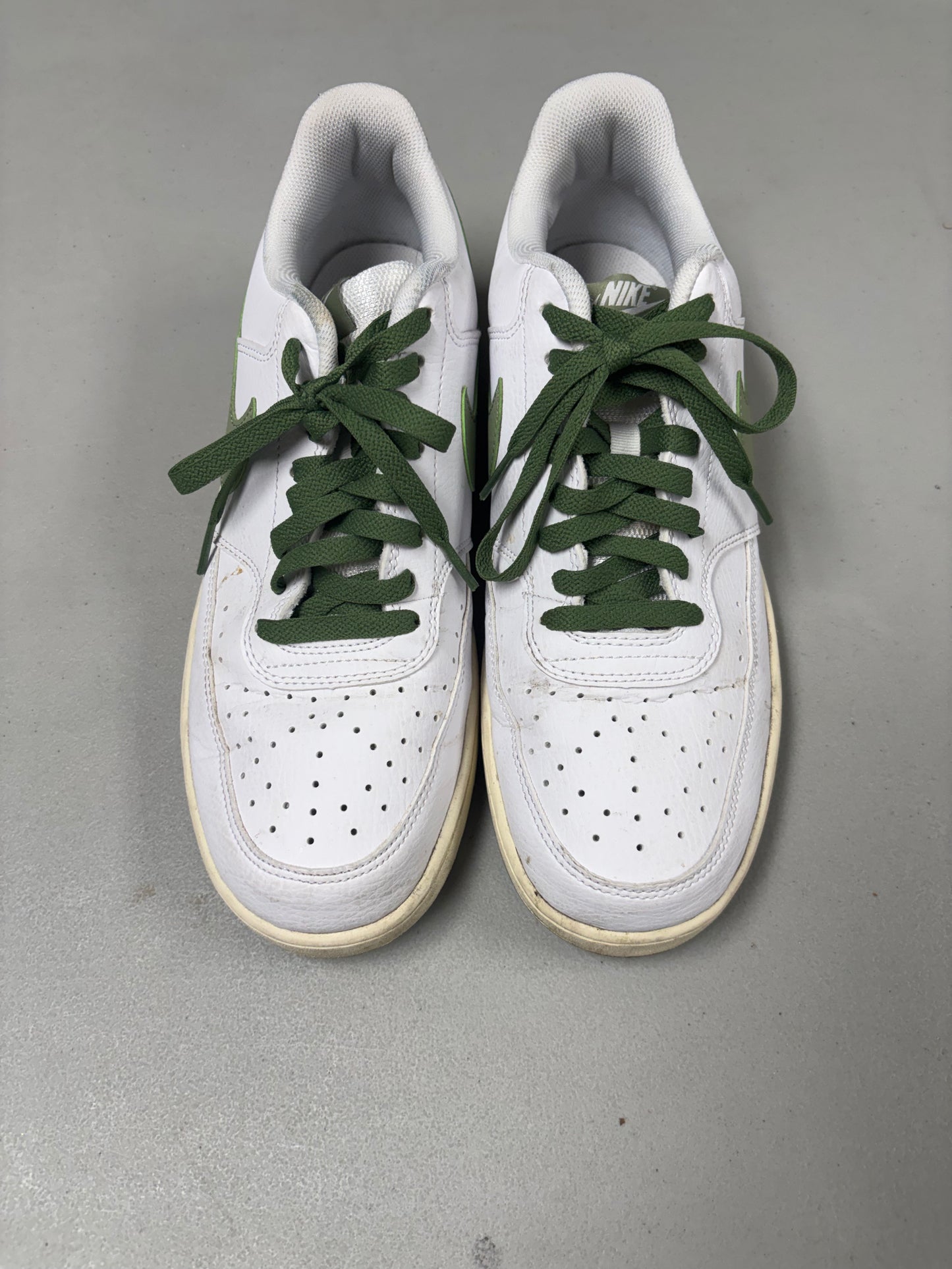Nike White/Green Court Vision Low Sneakers- W 11