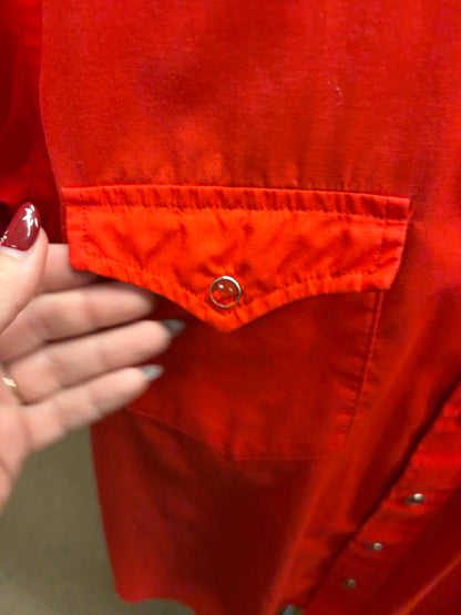 VINTAGE Wrangler longtail pearl snap shirt-L