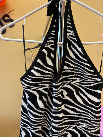 Zebra Halter Dress - L