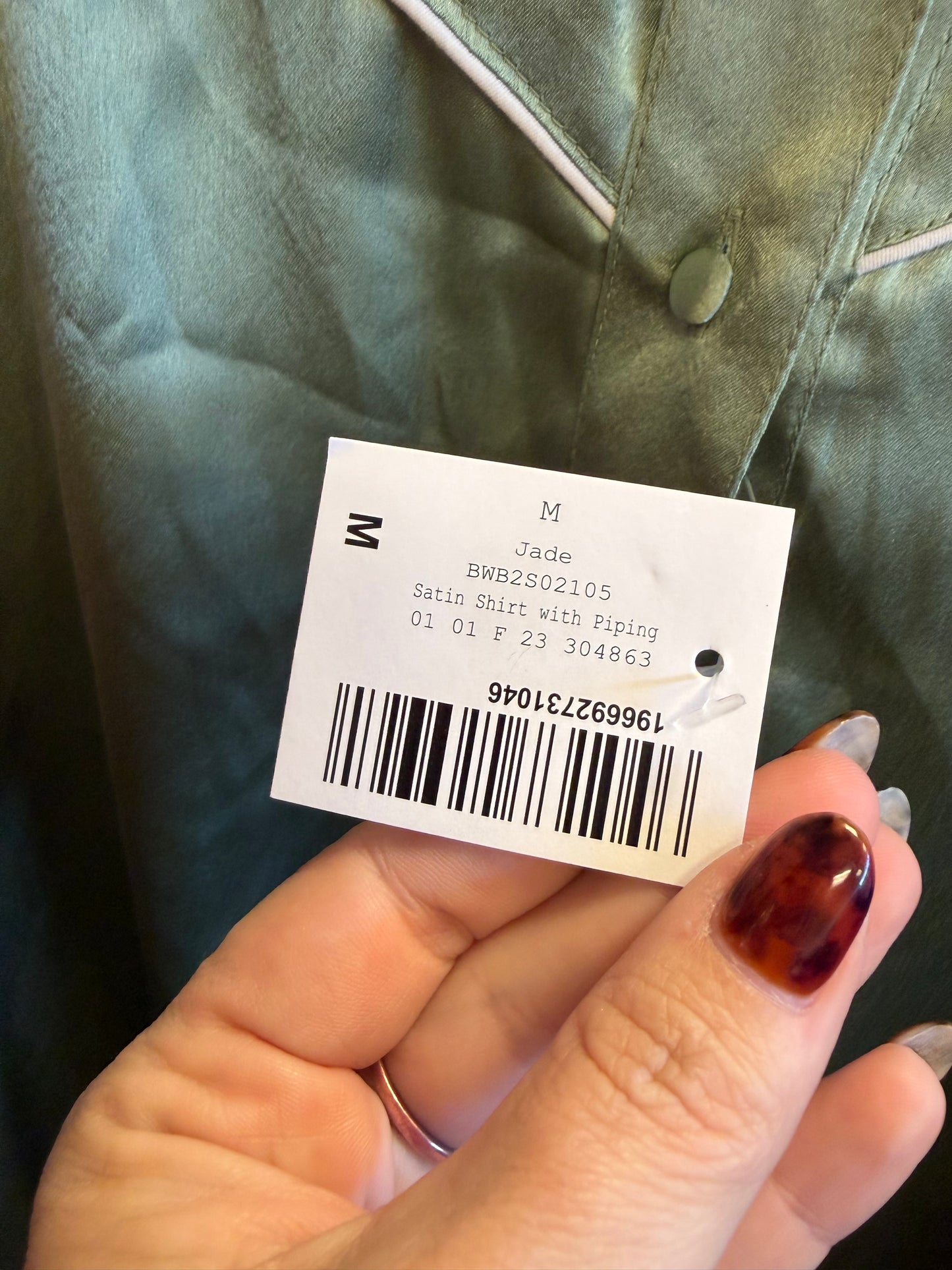 NWT Satin Western Button Up-M