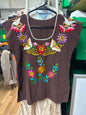 Embroidered Mexican Top Brown-M