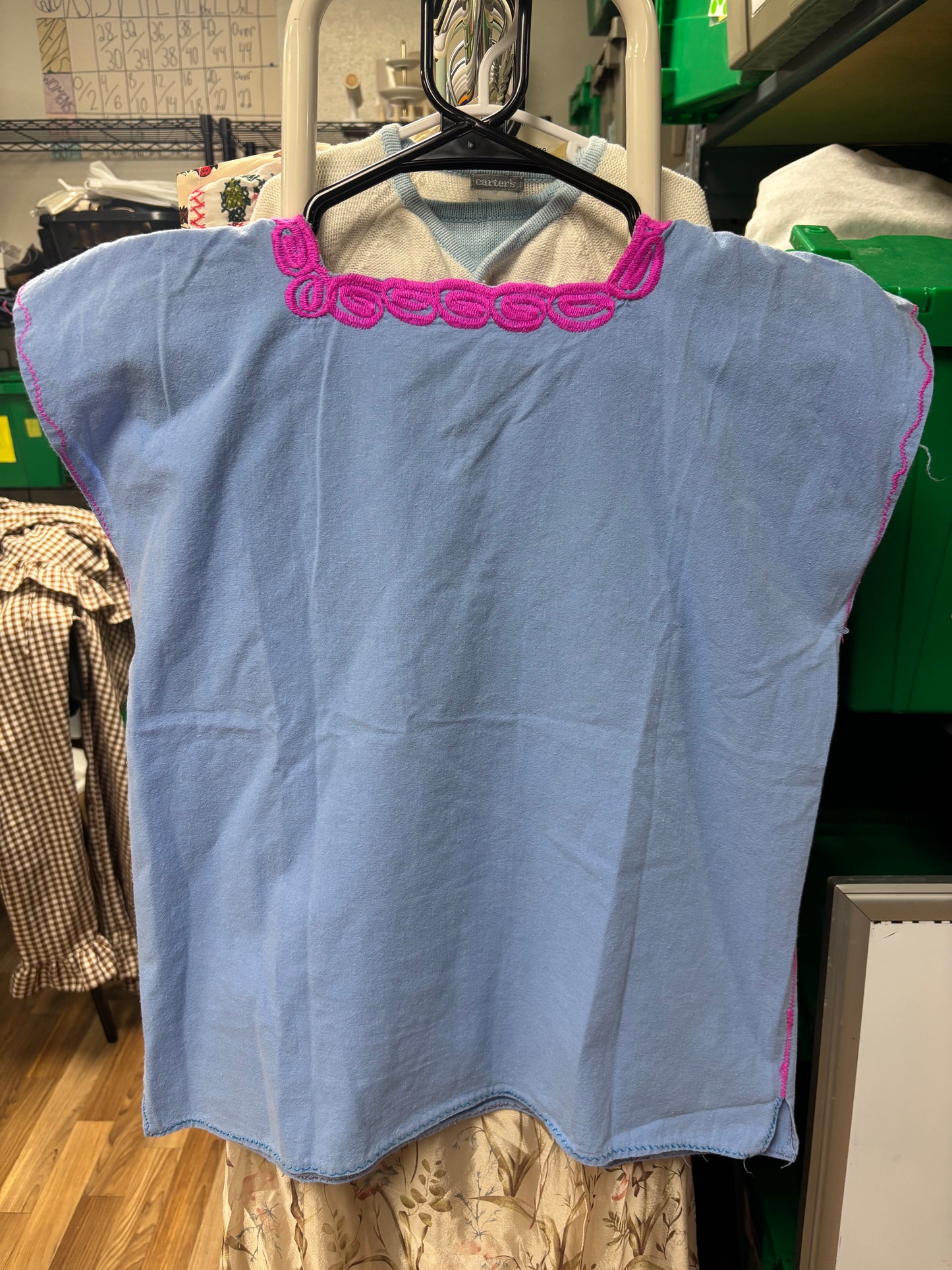 Embroidered Mexican Top Blue-M