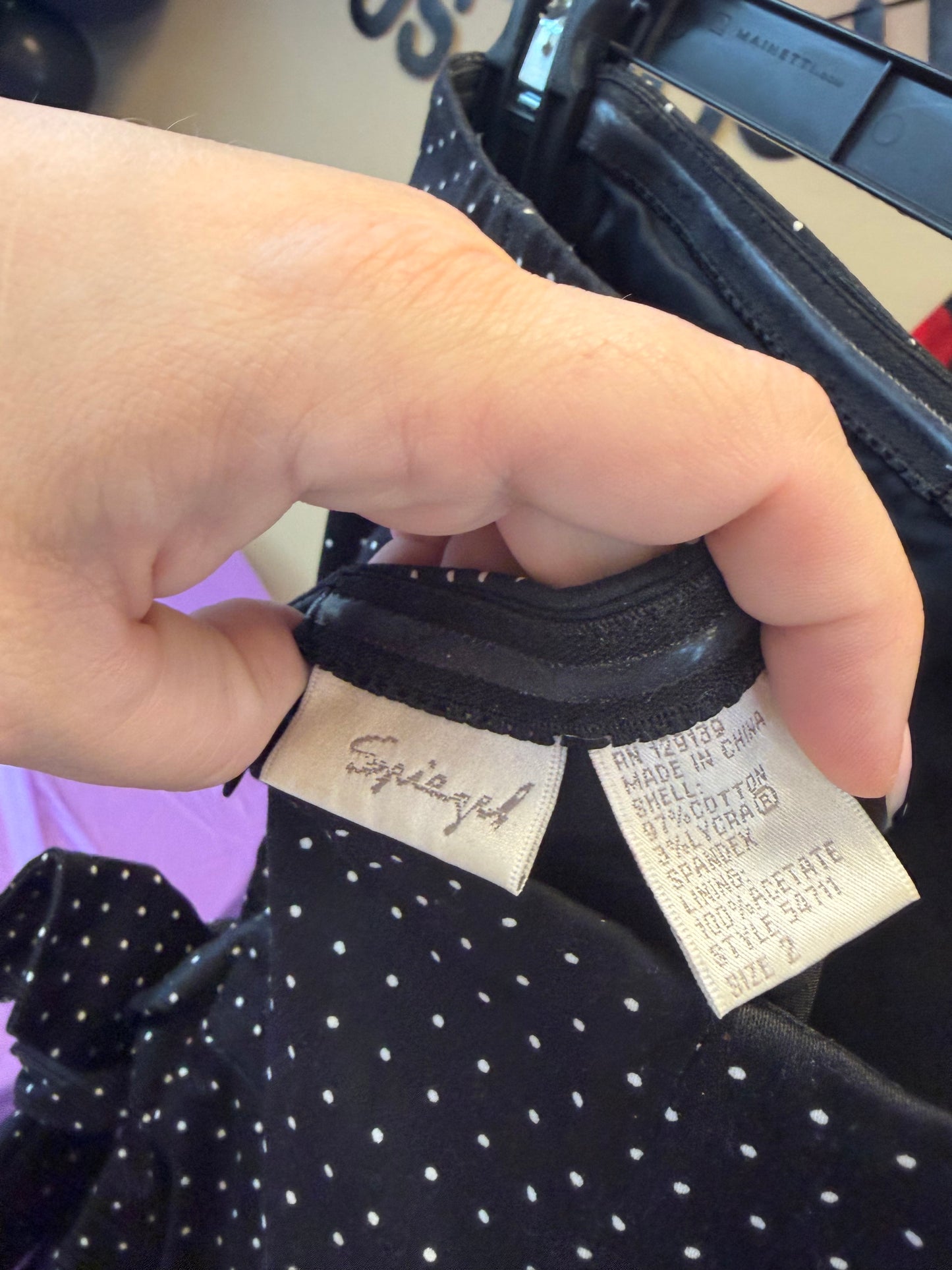 Black Polka Dot Strapless Top - Size 2