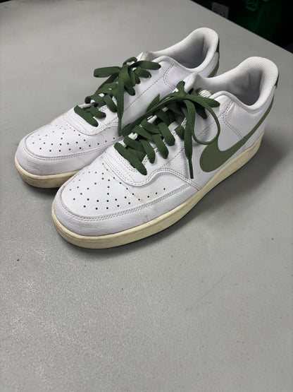Nike White/Green Court Vision Low Sneakers- W 11