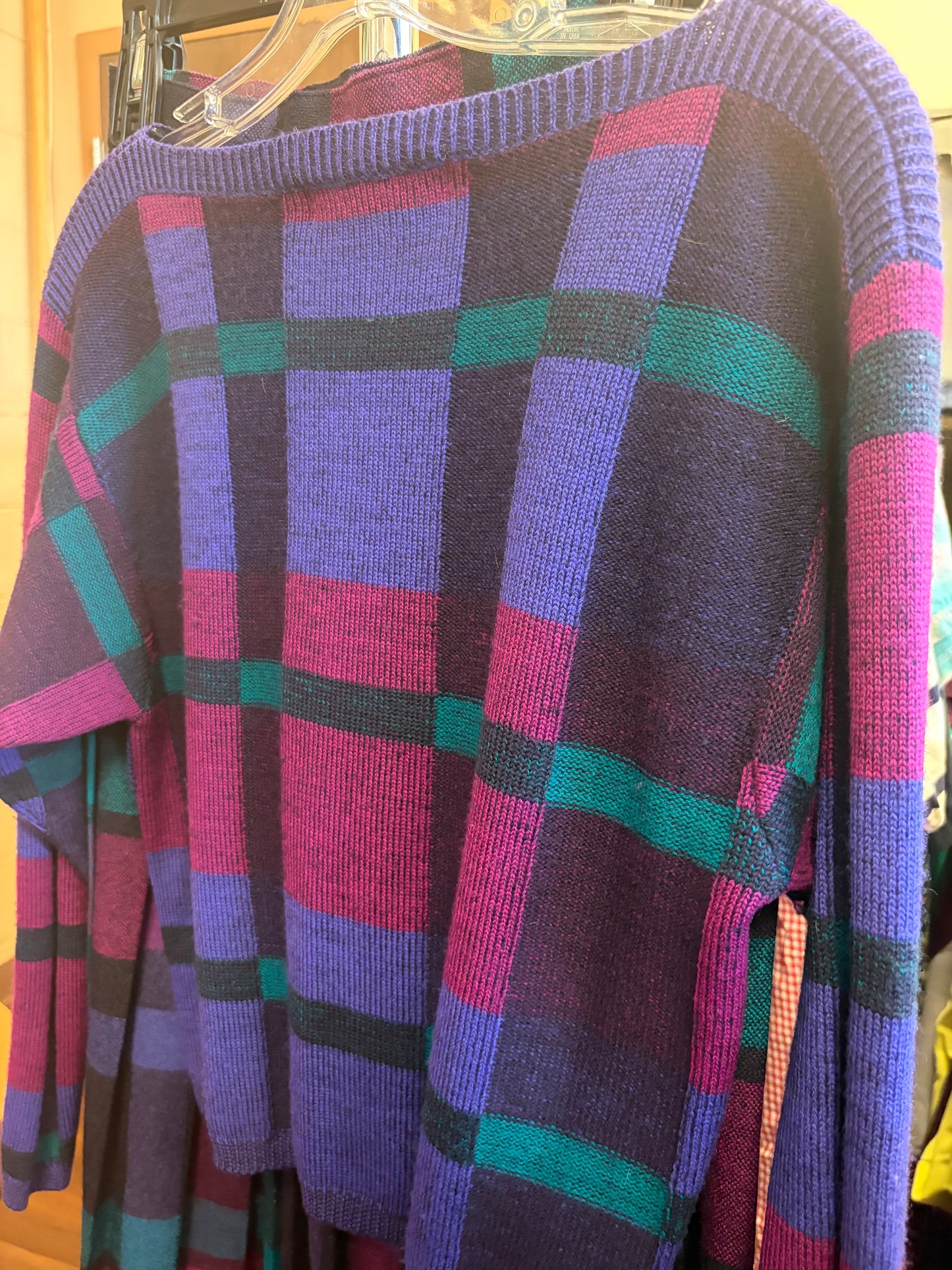 VINTAGE SET- Wool Purple Plaid Set-M