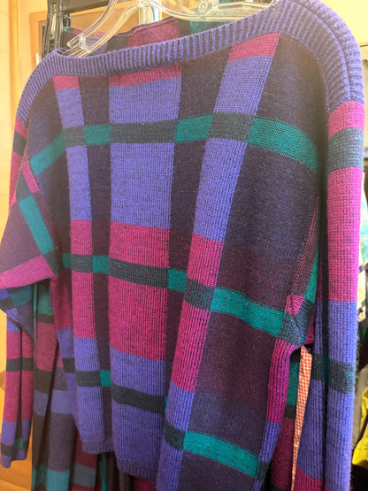VINTAGE SET- Wool Purple Plaid Set-M