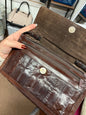 Vintage 70s EEL skin leather clutch with strap