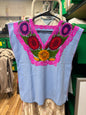 Embroidered Mexican Top Blue-M