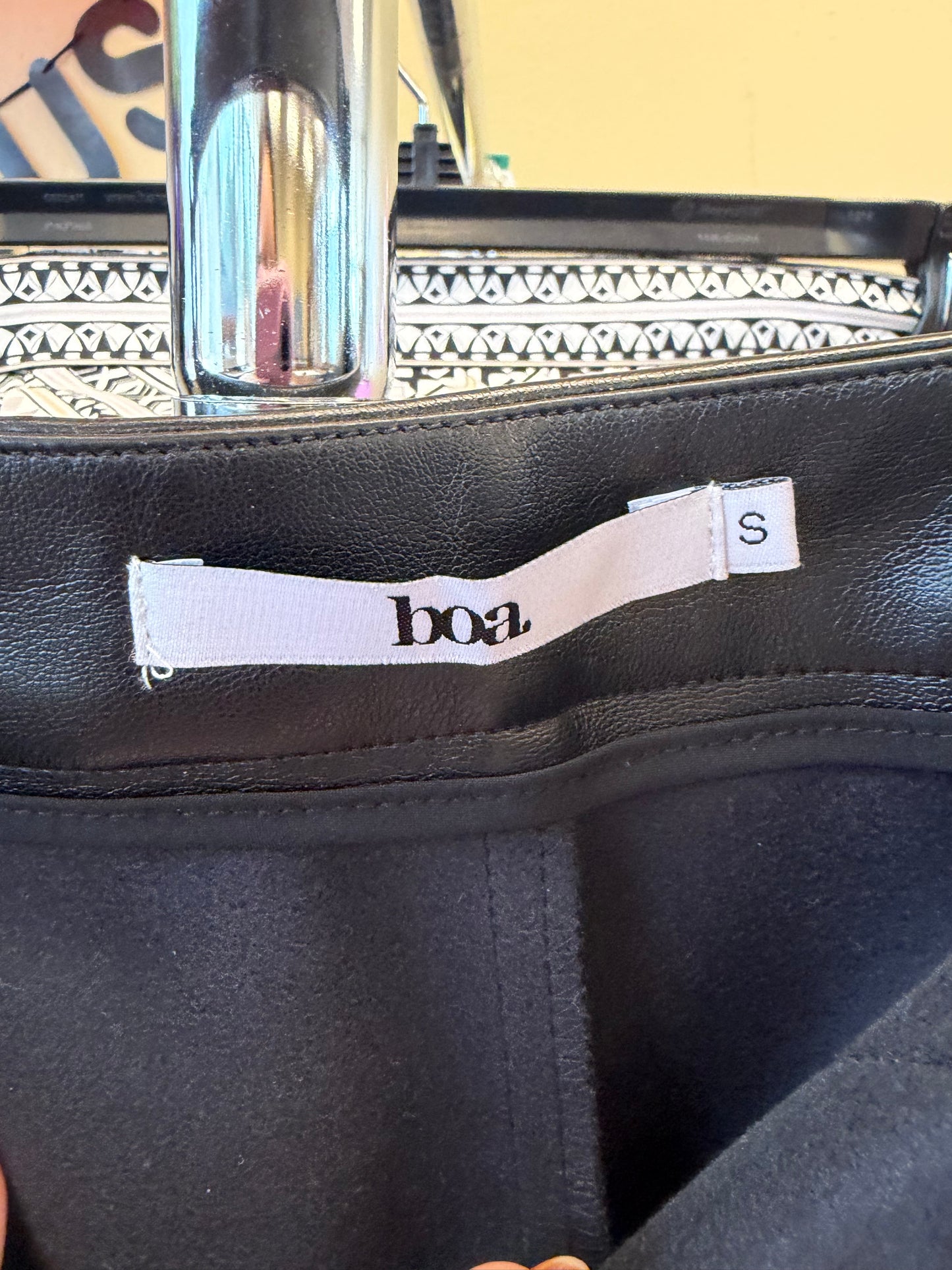 Black Faux Leather Pants - S