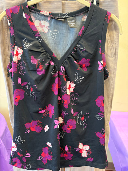New York & Company Black Flower Tank - S