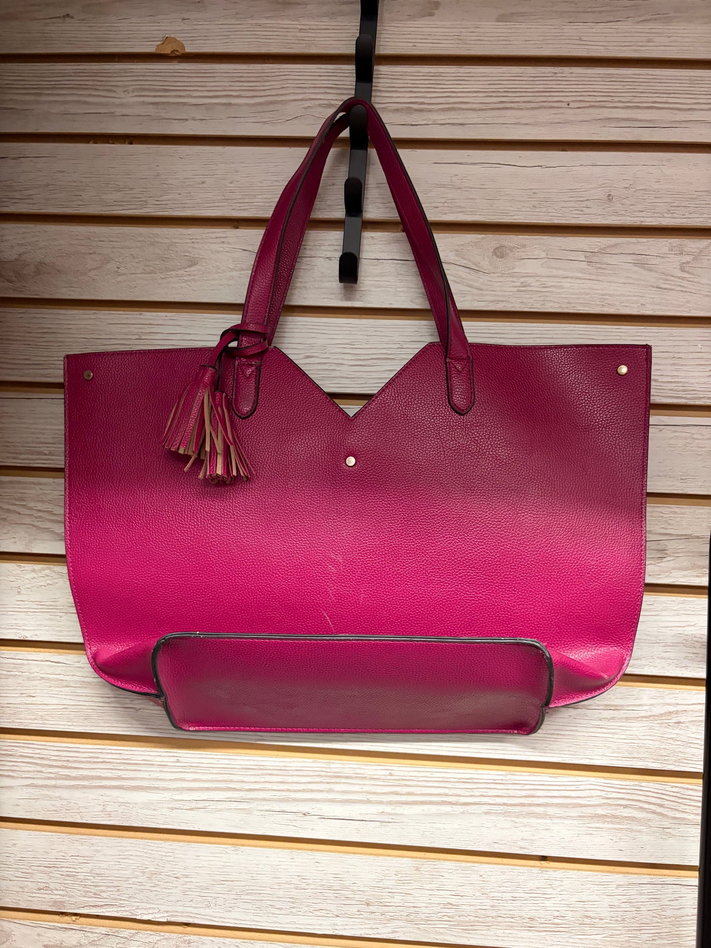 Neiman Marcus Fuchsia Double Tassle Tote