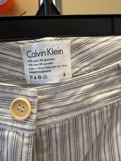 Calvin Klein White Pinstripe Pants - Size 6