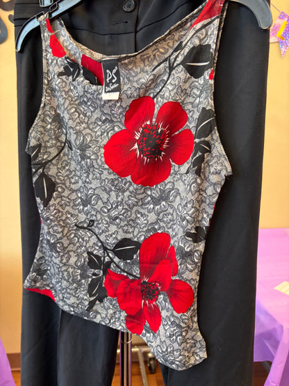 Gray Lace & Flower Tank - M