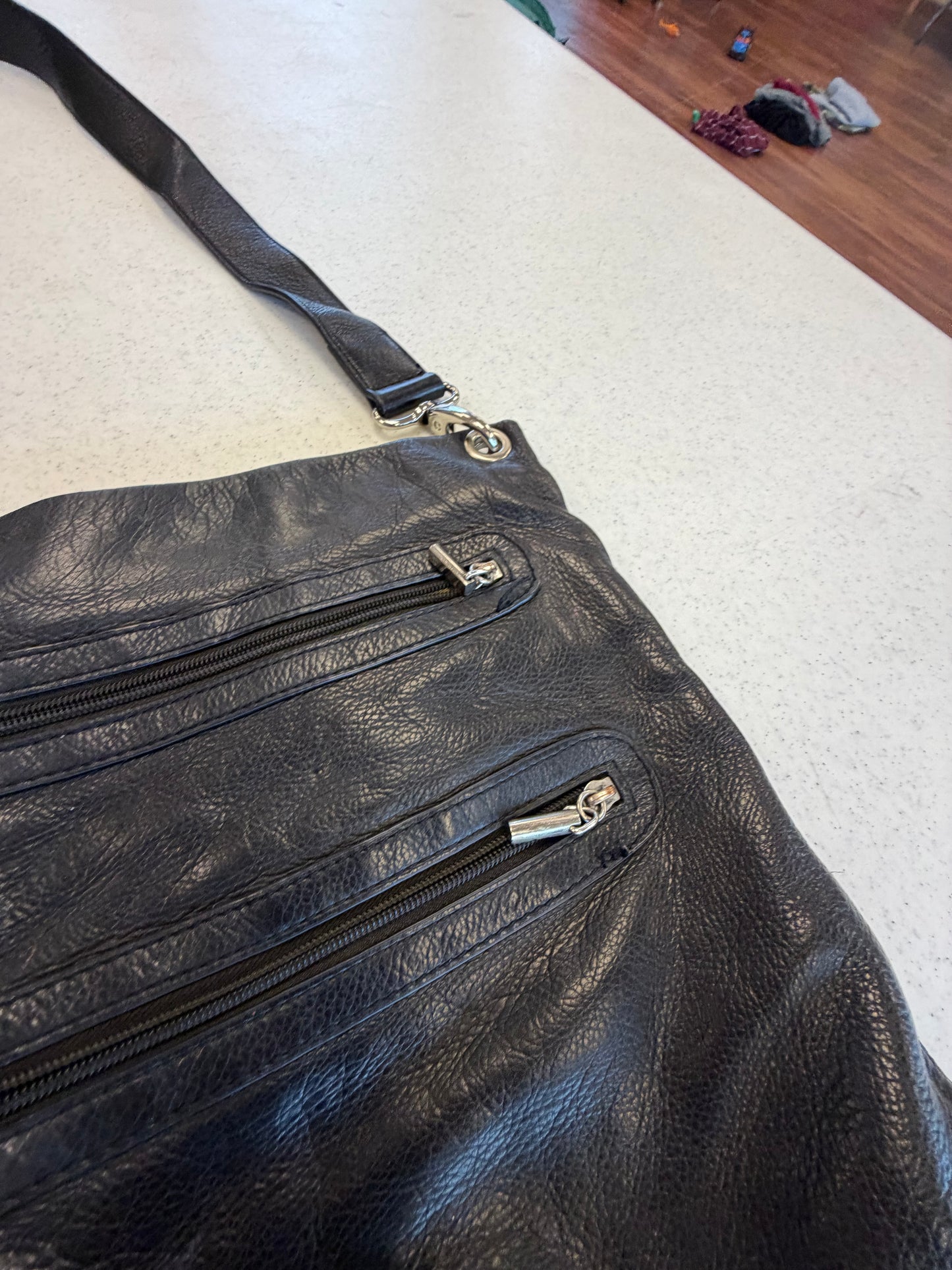 Y2K Black Leather Crossbody Purse