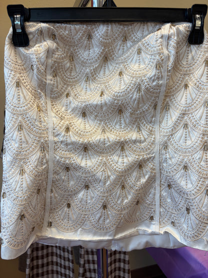 White Embroidered Strapless Top - Size 6