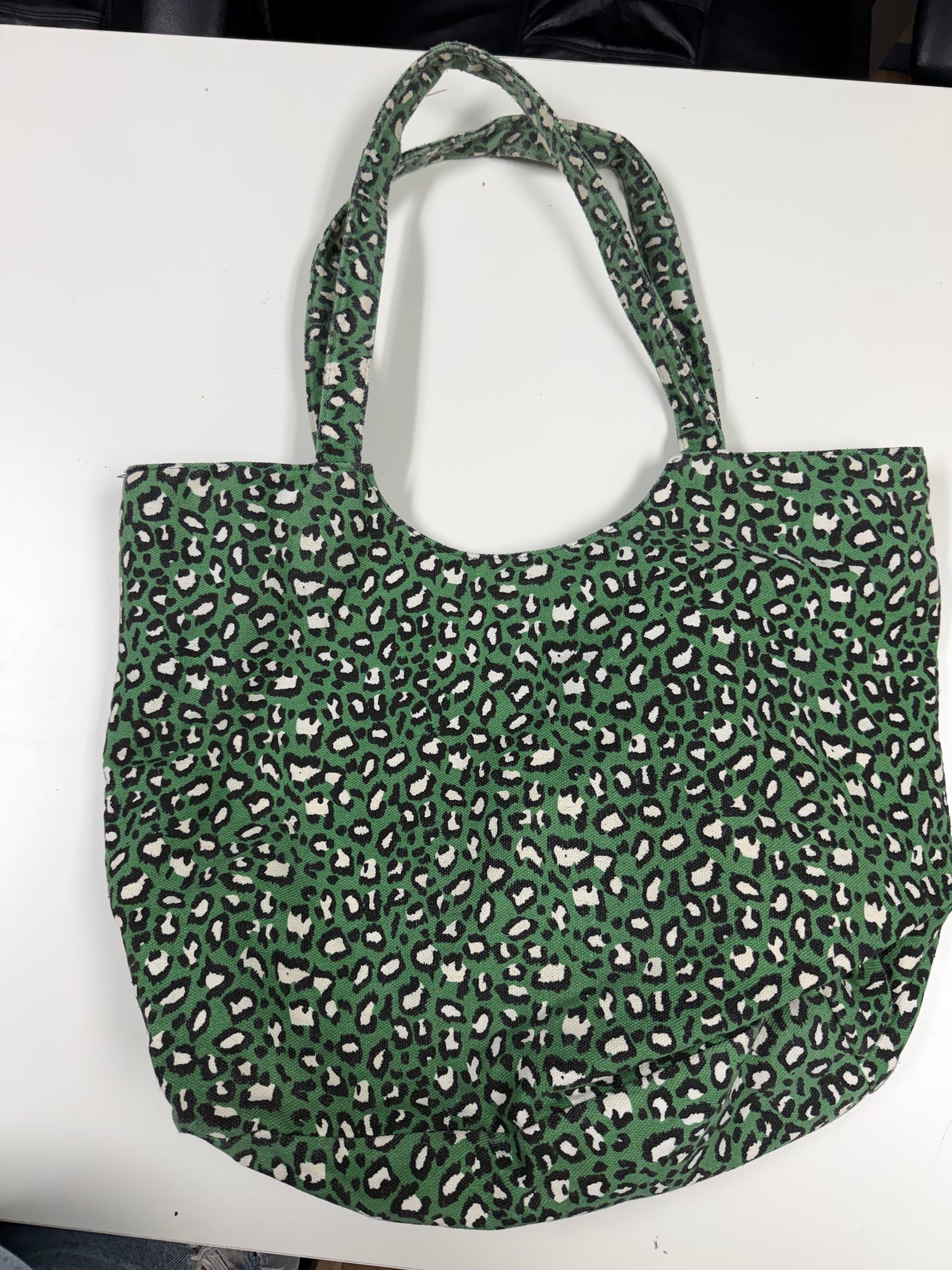 Green leopard tote