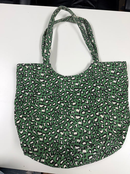Green leopard tote
