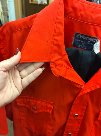 VINTAGE Wrangler longtail pearl snap shirt-L