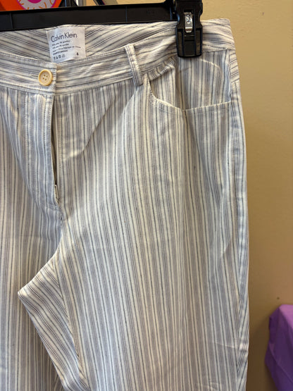 Calvin Klein White Pinstripe Pants - Size 6