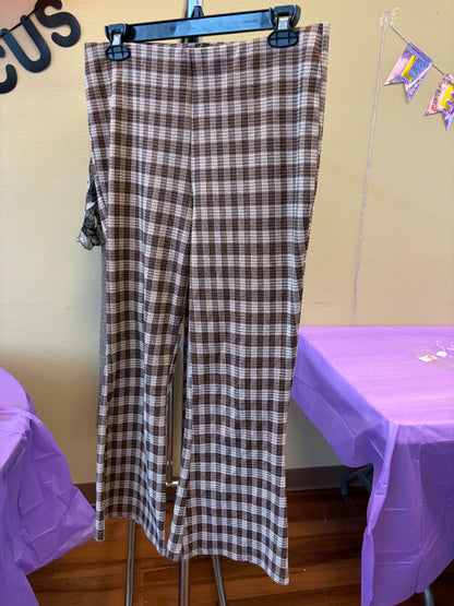 Brown Plaid Pants - Size 9