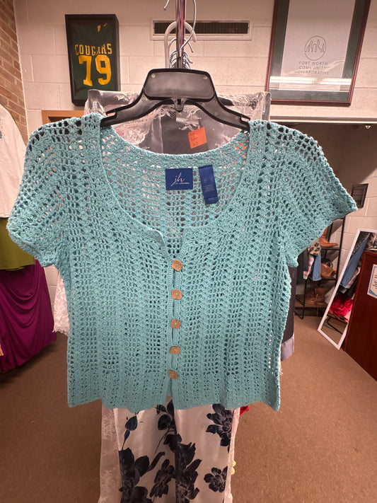 Blue Knit Cardigan Sz L