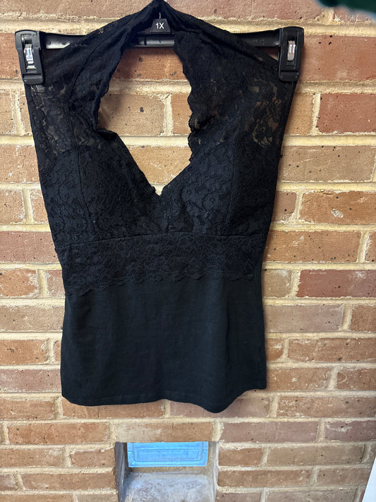 Valentine’s Day Black Lace Halter Top M