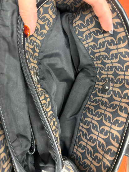 Vintage Fossil signature canvas hobo bag