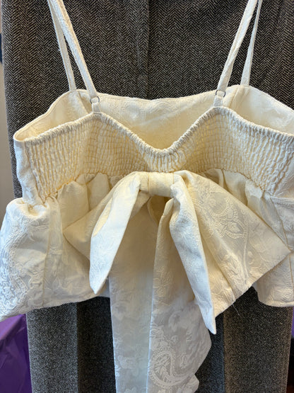 White Lacy Bow Tank - L