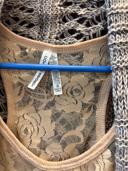 Brown Crochet Vest - S