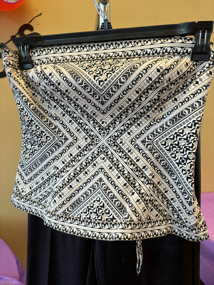 White Geometric Strapless Top - Size 6