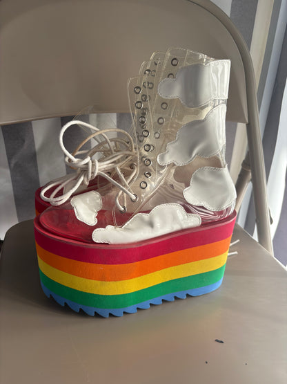 Dollskill Rainbow Platform Boots Sz 5.5-6