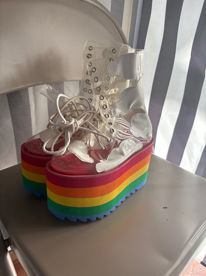 Dollskill Rainbow Platform Boots Sz 5.5-6