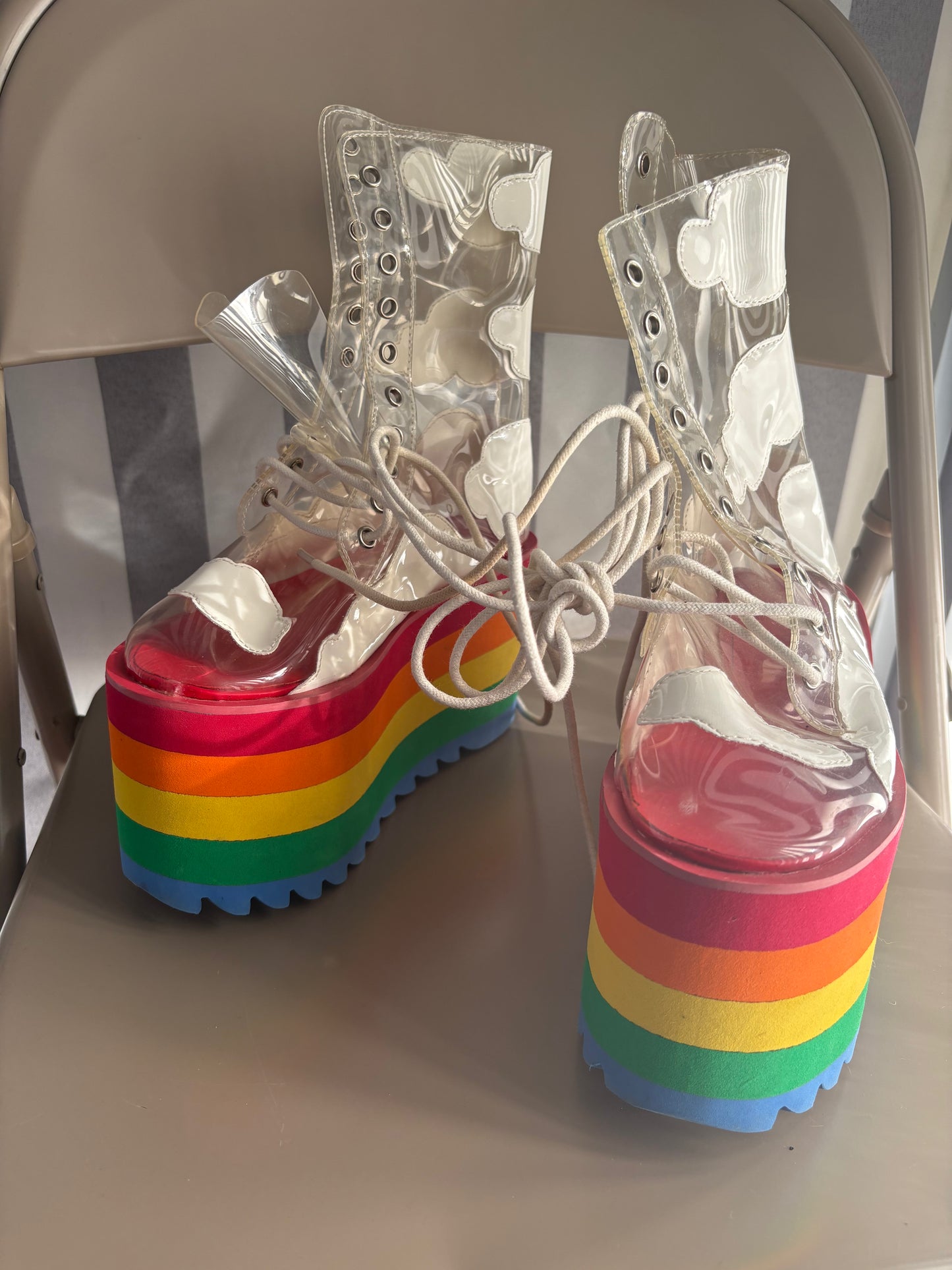 Dollskill Rainbow Platform Boots Sz 5.5-6